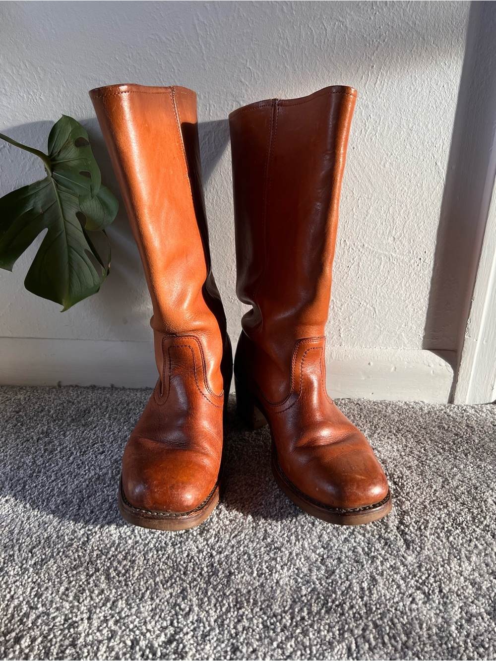 Unbranded Vintage Frye Campus Style 1970s Brown Leather Mid-Calf Boots